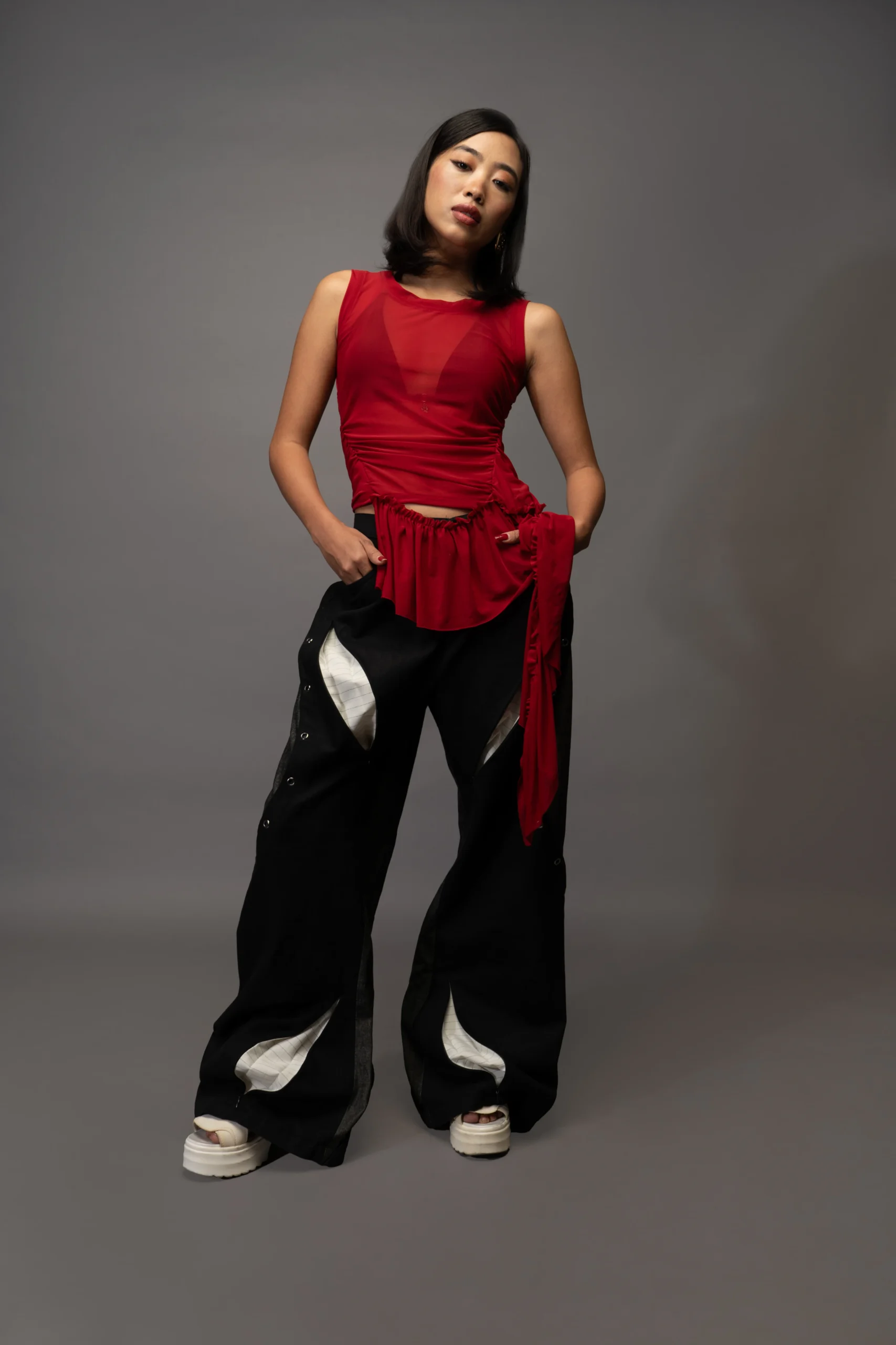 Contrast Curve Pants